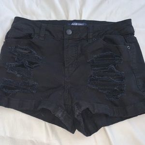 Mid-length Black Denim shorts